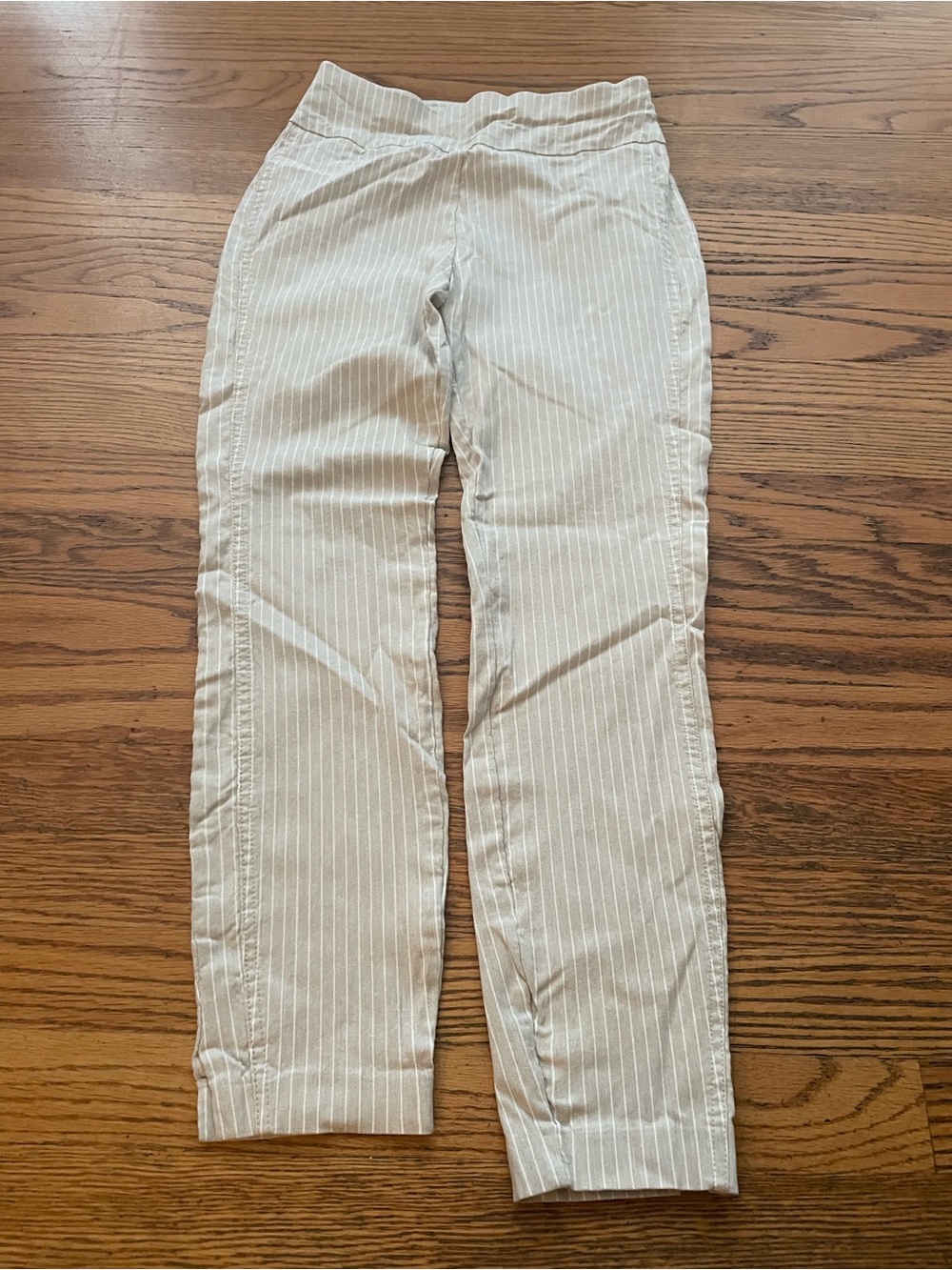New York & Company Cream Pinstripe pull on pants
